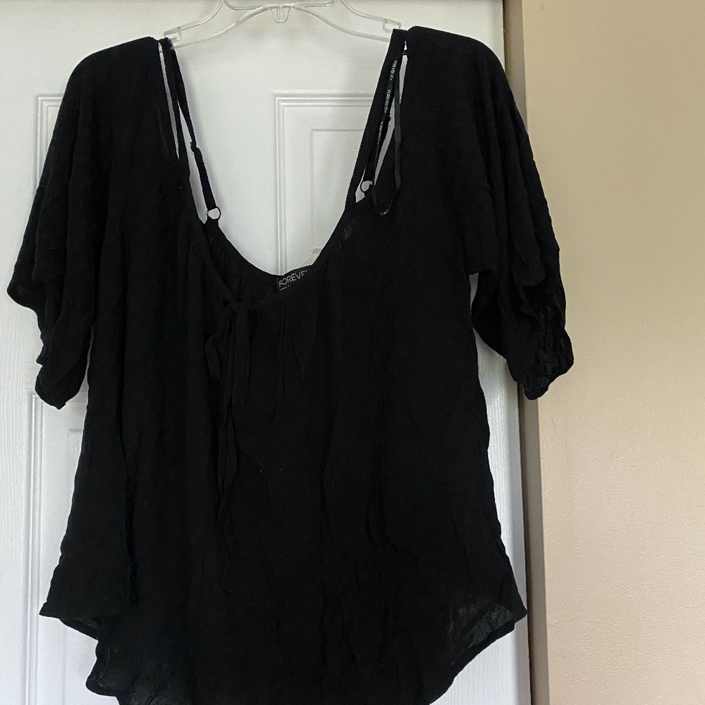 Plus Size Off the Shoulder Black Blouse